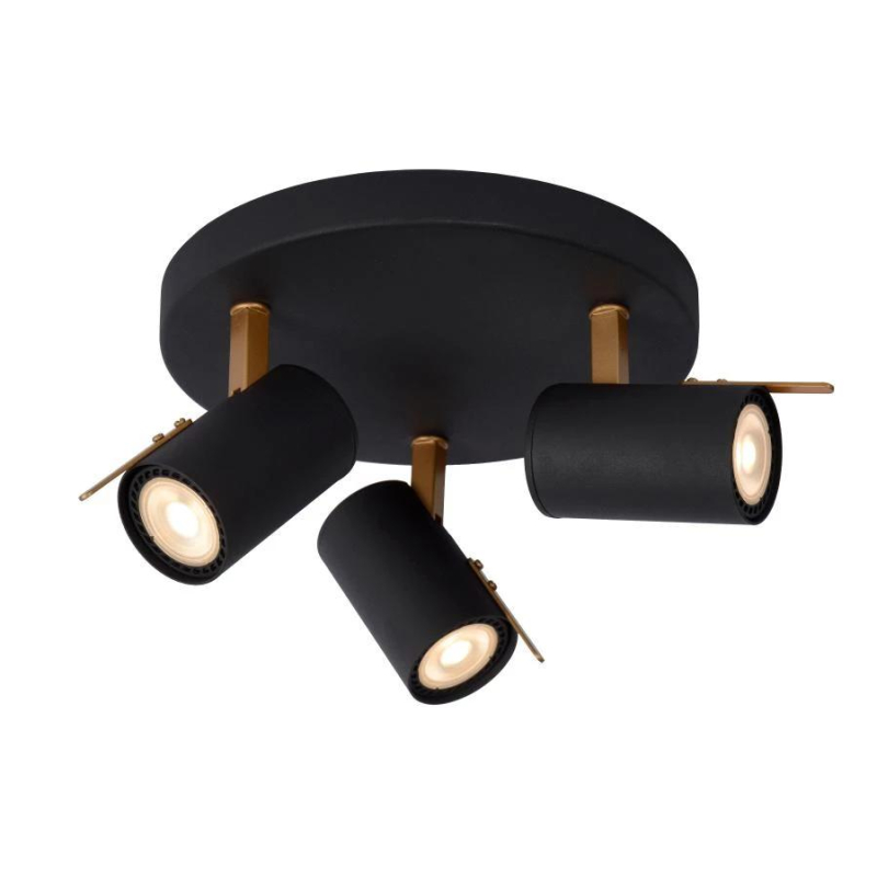 Lucide GRONY Stropní bodové svítidlo 3xGu10/5W černá/zlatá Lucide GRONY Stropní bodové svítidlo 3xGu10/5W černá/zlatá