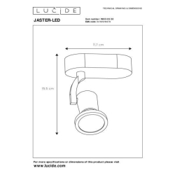 Lucide JASTER-LED - stropní svítidlo - LED - GU10 - 1x5W 2700K - Černá 11903/05/30