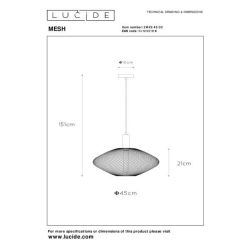 MESH Závěsné svítidlo - Ø 45 cm - 1xE27 - černá/zlatá