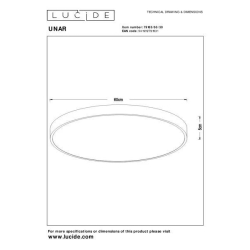 Lucide UNAR stropní LED  svítidlo Ø 60 cm 1x60W 2700K černá