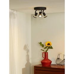 Lucide JASTER-LED - stropní svítidlo - Ø 20 cm - LED - GU10 - 3x5W 2700K - Černá 11903/15/30