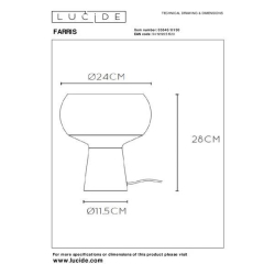 Lucide FARRIS stolní lampička 1xE27 černá/kouřové sklo