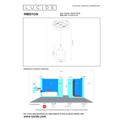 Lucide PRESTON koupelnové závěsné stropní svítidlo Ø 10 cm 1xGU10 IP44 černá