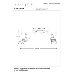 Lucide CARO-LED - stropní svítidlo - LED - GU10 - 2x5W 2700K - Chrom 13955/10/12