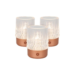 Lucide LILI - Nabíjecí stolní lampa - Baterie/baterie - Ø 8 cm - LED Dim to warm - 1x3W 2700K/3000K - Copper - Set of 3