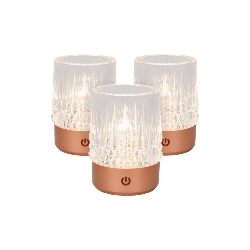 Lucide LILI - Nabíjecí stolní lampa - Baterie/baterie - Ø 8 cm - LED Dim to warm - 1x3W 2700K/3000K - Copper - Set of 3