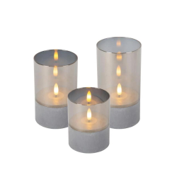 Lucide VELAS - Stolní lampa - Baterie - Ø 8 cm - LED - 3x0,2W 2700K - Smoke Grey - Sada 3 ks