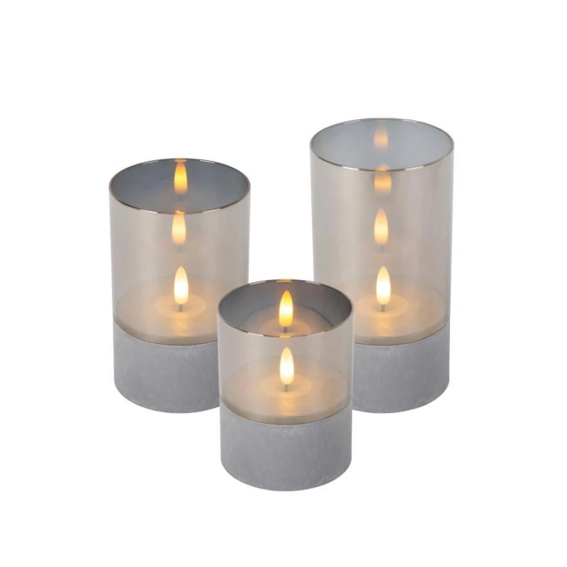 Lucide VELAS - Stolní lampa - Baterie - Ø 8 cm - LED - 3x0,2W 2700K - Smoke Grey - Sada 3 ks