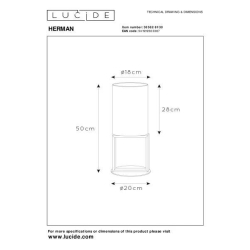 Lucide HERMAN - Stolní lampa - Ø 20 cm - 1xE27 - Černá