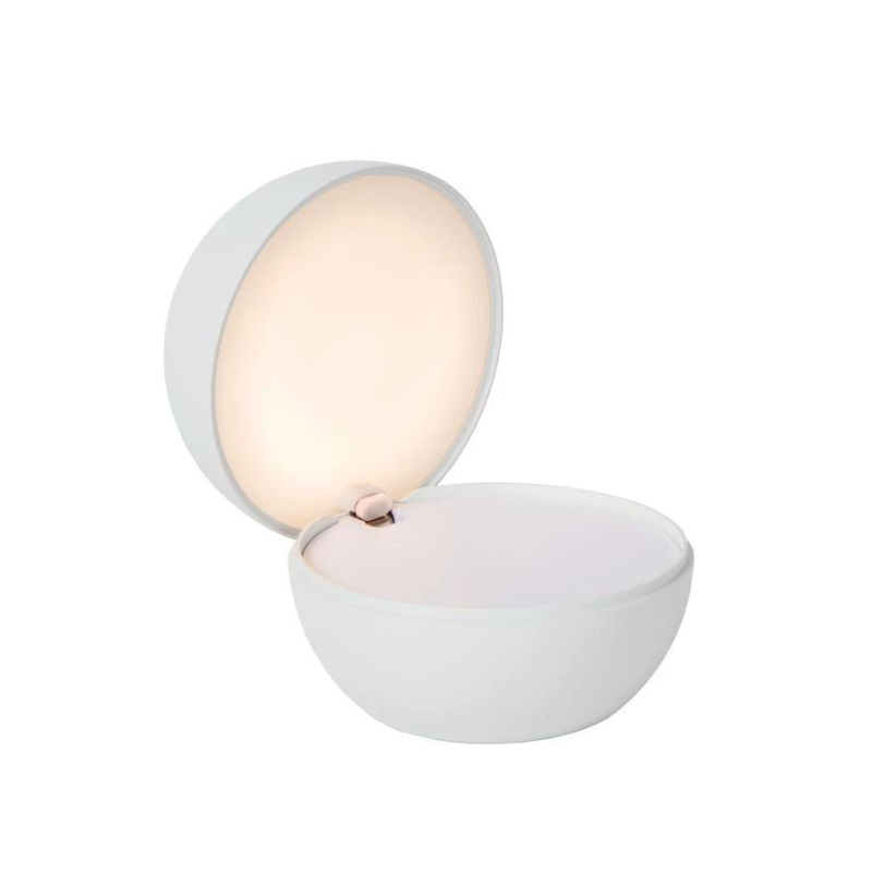 Lucide CLIPPER - Dobíjecí stolní lampa - Baterie/baterie - Ø 12 cm - LED - 1x2,2W 2700K - Bílá