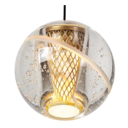 Lucide DILENKO - Závěsné svítidlo - Ø 31 cm - LED Rozm. - 5x3,5W 2700K - Matt Gold / Mosaz