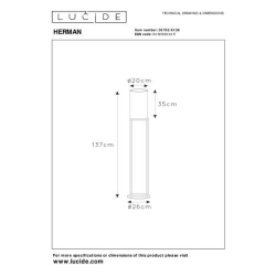 Lucide HERMAN - Stojací lampa - Ø 26 cm - 1xE27 - Krémová