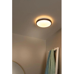 Lucide DASHER - Zapuštěné stropní svítidlo Koupelna - Ø 29,3 cm - LED - 1x12W 2700K - IP44 - Senzor pohybu & Den/Noc - Če