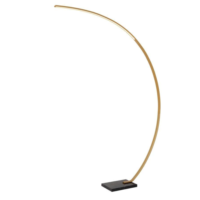 Lucide CURVE - Stojací lampa Arc - LED Dim. - 1x15W 2700K - Matt Gold / Mosaz