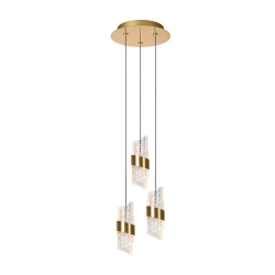 Lucide KLIGANDE - Závěsné svítidlo - Ø 25 cm - LED Rozm. - 3x8W 2700K - Matt Gold / Mosaz