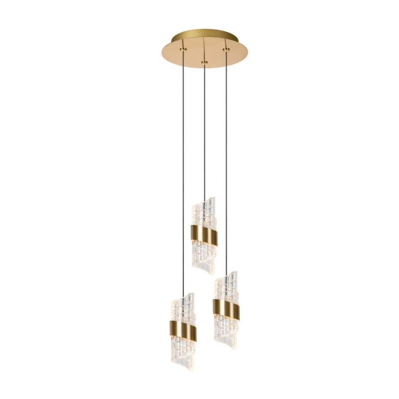 Lucide KLIGANDE - Závěsné svítidlo - Ø 25 cm - LED Rozm. - 3x8W 2700K - Matt Gold / Mosaz