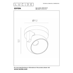 Lucide ESFERA - Stropní bodové svítidlo - Ø 11,2 cm - LED Rozm. - 1x11W 2700K - Šedá litina