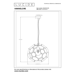 Lucide HANNELORE - Závěsné světlo - Ø 40 cm - 1xE27 - Černá