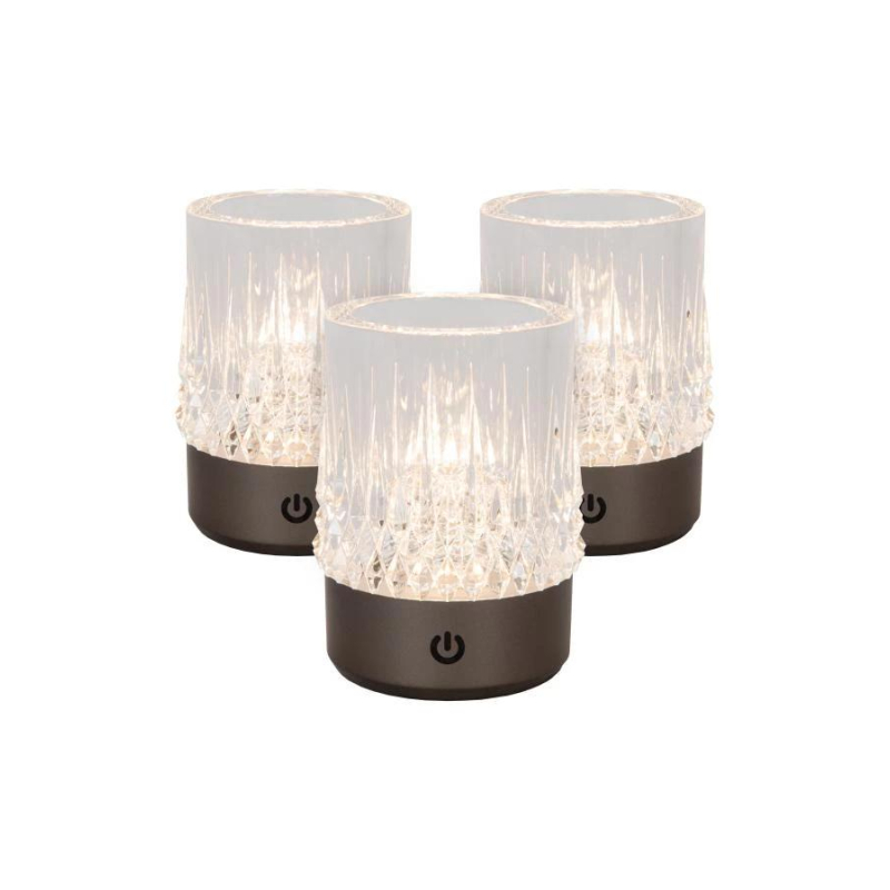 Lucide LILI - Nabíjecí stolní lampa - Baterie/baterie - Ø 8 cm - LED Dim to warm - 1x3W 2700K/3000K - Gun Metal - Set of 3