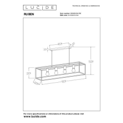 Lucide 00424/04/30 RUBEN  svítidlo závěsné 4x E27 40W 