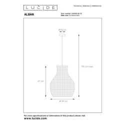 Lucide ALBAN závěsné svítidlo E27/40W svítidlo dřevo