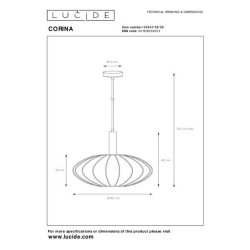 Lucide CORINA - Závěsné světlo - Ø 50 cm - 1xE27 - Černá