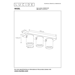 Lucide NIGEL Stropní bodové 3xGU10/5W černá