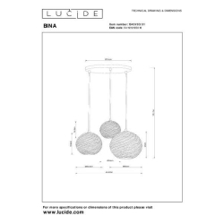 Lucide BINA - Závěsné světlo - Ø 40 cm - 3xE27 - Bílá