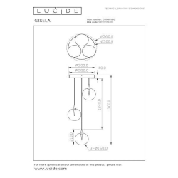 Lucide GISELA - Závěsné svítidlo - Ø 36 cm - LED Rozm. - 3x3,6W 2700K - Transparent