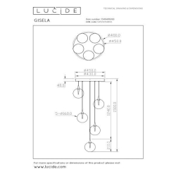 Lucide GISELA - Závěsné svítidlo - Ø 48 cm - LED Rozm. - 5x3,8W 2700K - Transparentní