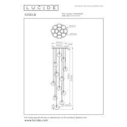 Lucide GISELA - Závěsné svítidlo - Ø 61 cm - LED Rozm. - 12x3,6W 2700K - Jantar