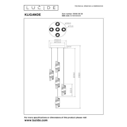 Lucide KLIGANDE - Závěsné svítidlo - Ø 30 cm - LED Rozm. - 5x8W 2700K - Černá