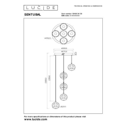 Lucide SENTUBAL - Závěsné svítidlo - Ø 35 cm - LED Rozm. - 5x5,2W 2700K - Černá