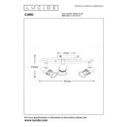 Lucide CARO stropní bodové svítidlo 3xGU10 černé