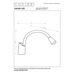 Lucide GALEN-LED - noční lampa - LED - 1x3W 3000K - Černá 18294/03/30