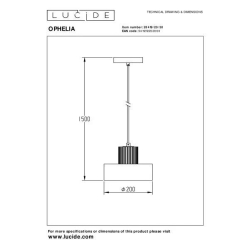 Lucide OPHELIA závěsné svítidlo E27/40W Ø20cm černé