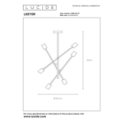 Lucide 21119/06/30 LESTER svítidlo stropní 59/59/85 cm E27/60W černá