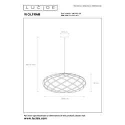 Lucide 21417/65/30 WOLFRAM svítidlo závěsné  E27 Ø 65cm černá