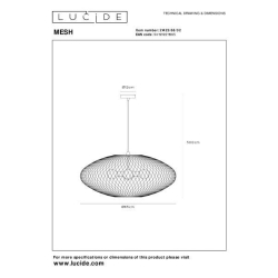 Lucide MESH - Závěsné světlo - Ø 85 cm - 3xE27 - Matt Gold / Mosaz