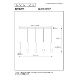 Lucide MARGARY závěsné LED svítidlo 5x4,3W 2700K kávová