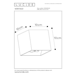 Lucide VERTIGO - Dobíjecí nástěnné svítidlo Vnitřní/venkovní - Baterie/baterie - LED Dim. - 1x6W 2700K - IP54 - Senzor 