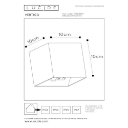 Lucide VERTIGO - Dobíjecí nástěnné svítidlo Vnitřní/venkovní - Baterie/baterie - LED Dim. - 1x6W 2700K - IP54 - Senzor 