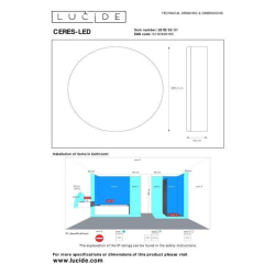 Lucide CERES-LED - stropní svítidlo do koupelny - Ø 21,5 cm - stmívatelné - IP66 - Bílá 28112/30/31