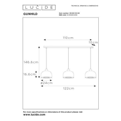 Lucide GUNHILD - Pendant light - 3xE27 - Transparant