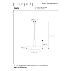 Lucide 30472/40/02 GIADA svítidlo závěsné E27/60W ⌀ 40cm