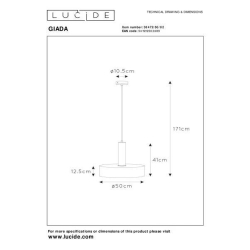 Lucide 30472/50/02 GIADA svítidlo závěsné E27/60W ⌀ 50cm