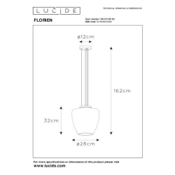 Lucide 30473/28/65 FLORIEN svítidlo závěsné E27 60W 