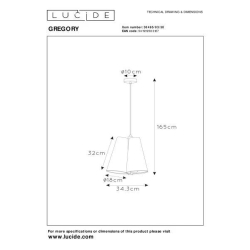 Lucide GREGORY závěsné stropní svítidlo Ø 34,3 cm 3xE27 černá