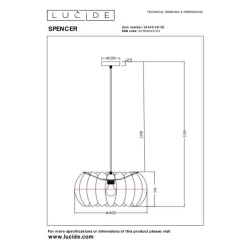 Lucide SPENCER - Závěsné světlo - Ø 40 cm - 1xE27 - Černá