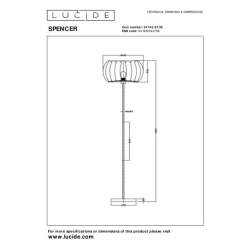 Lucide SPENCER - Stojací lampa - Ø 40 cm - 1xE27 - Šedá